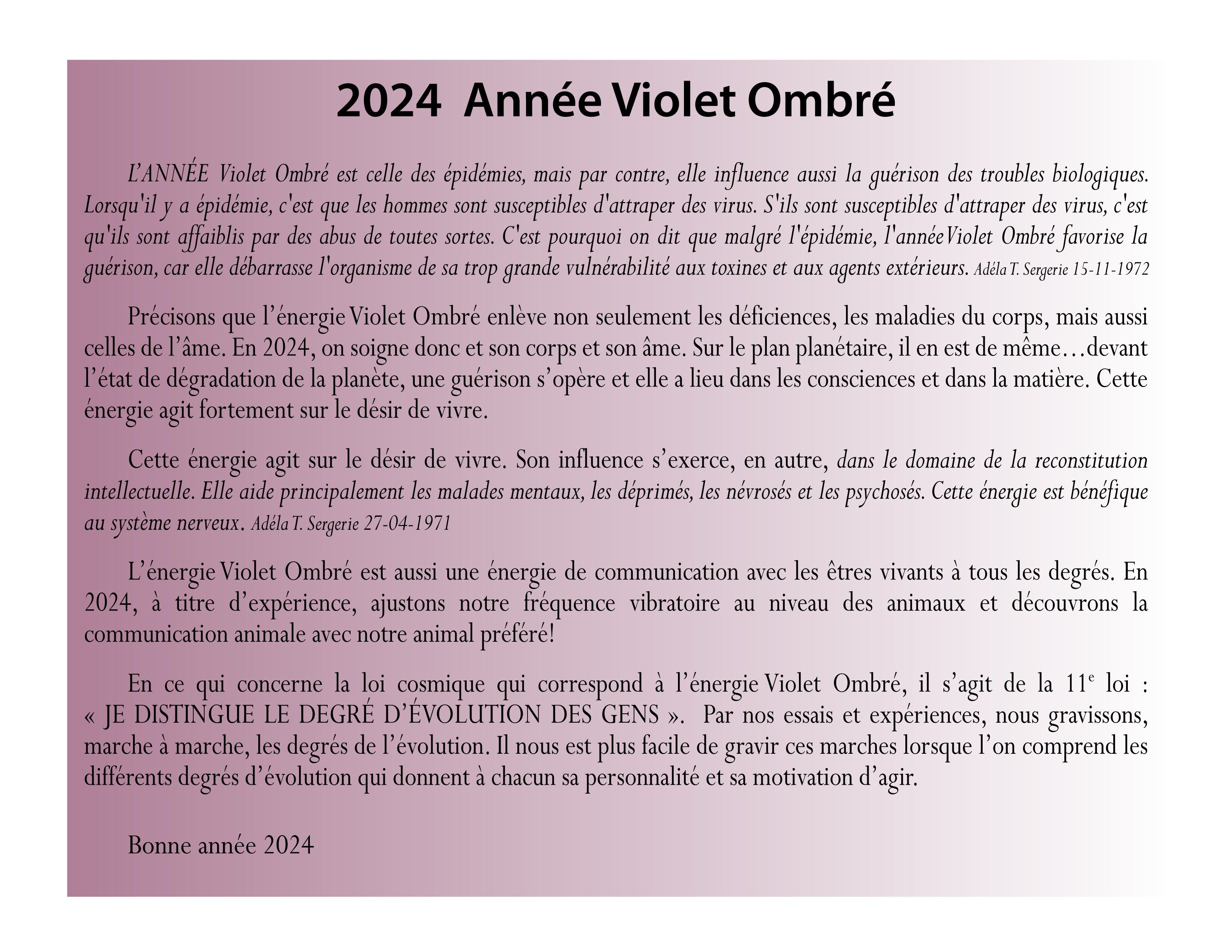 Page -Année Violet Ombré